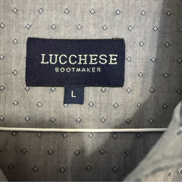 Lucchese Men’s Long Sleeve Button-Down Shirt Size L Gray Geometric Western Style - Picture 4 of 7